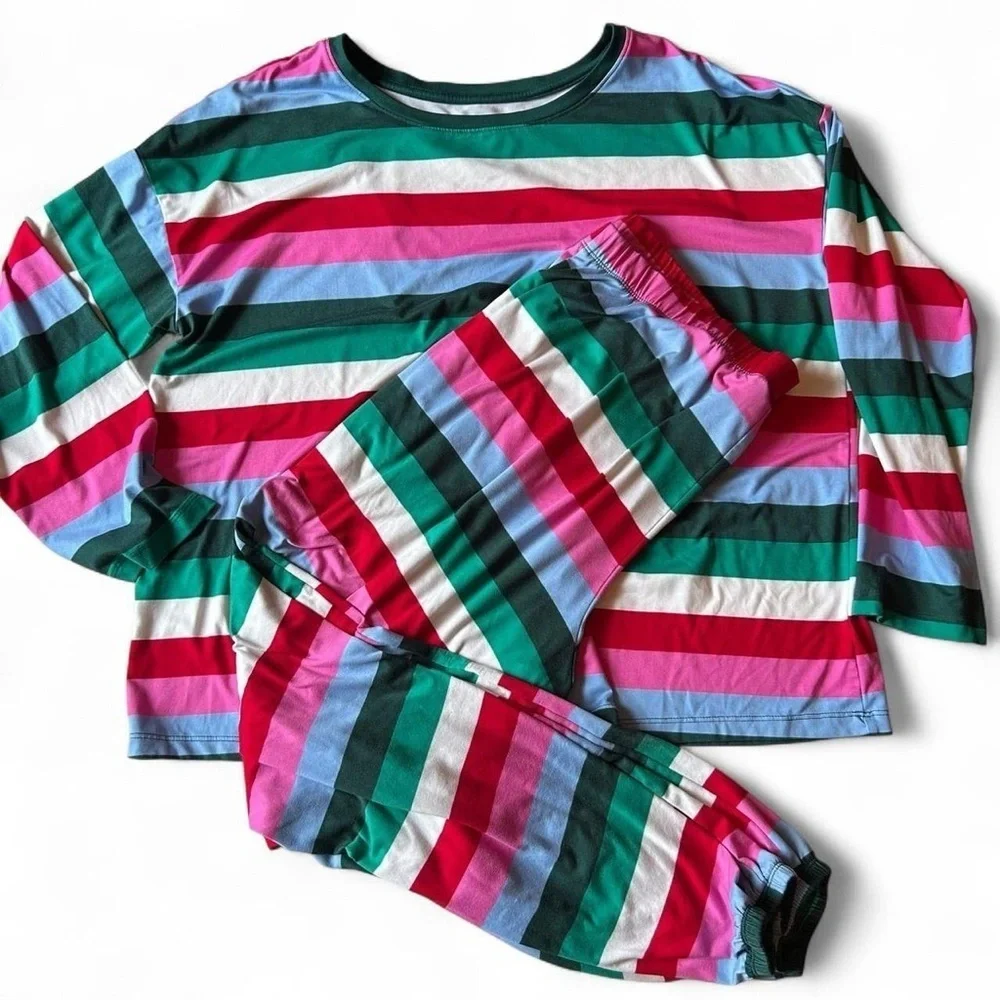 Womens Long Sleeve Tee and Joggers Pajama Set/ Sz L(12-14)